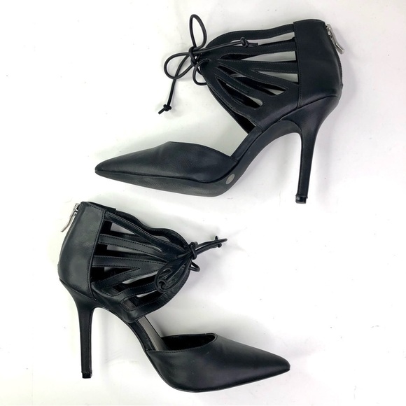 BCBGeneration Delphia stilettos vegan leather heels cut-outs pointy toe back zip - Picture 12 of 12